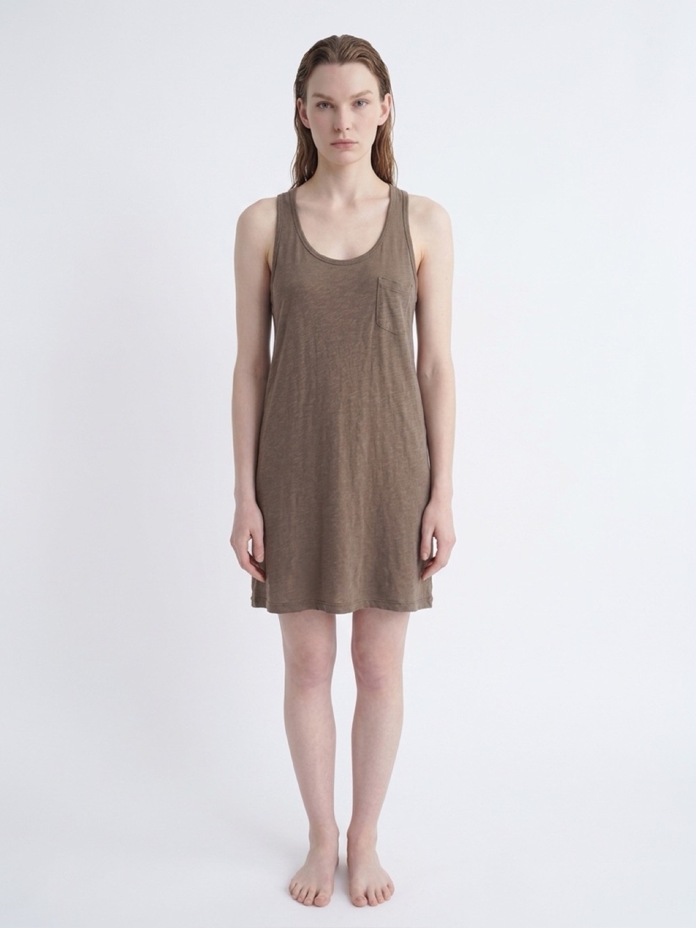 NWT H&M Large Taupe Sleeveless Pocket Tunic Tank/Dress